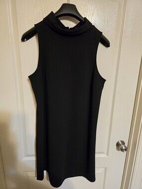 Banana Republic Classic Black Sleeveless Mockneck Shift Dress, Sz XL